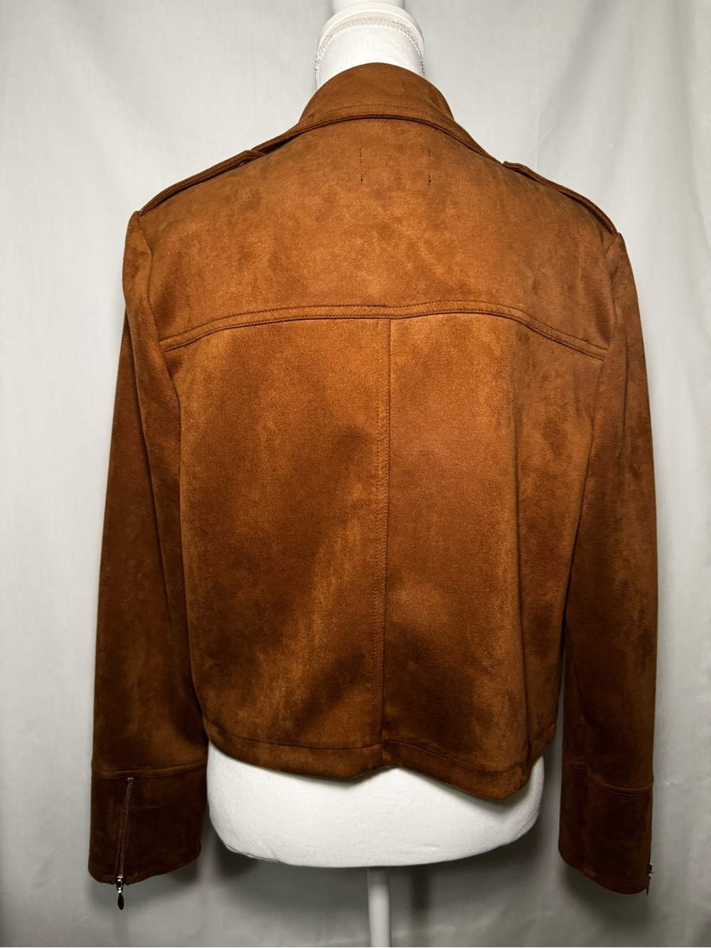 Tahari Rust Brown Faux Suede Moto Jacket - Picture 2 of 4